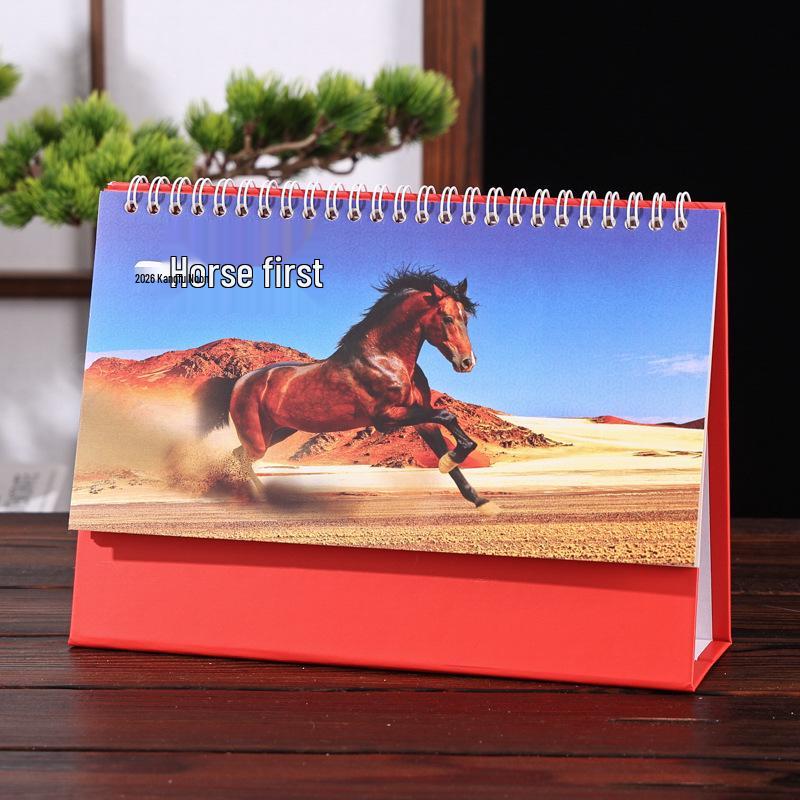 2026 Chinese Style Year of the Horse Red Desk Calendar – Creative Cut-out Design