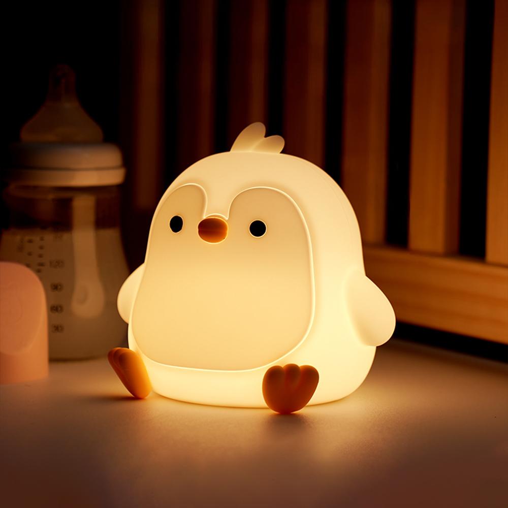 

D2 Cute RGB 7 Colors Silicone Penguin Night Light Rechargeable Sleeping Nursery Nightlights Touch Sensor For Beside Table Lamp синий