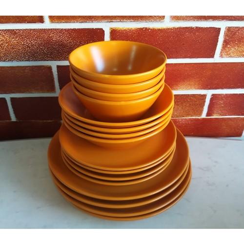 Vajilla hitita Keramik de 16 piezas, color amarillo mostaza, para personas