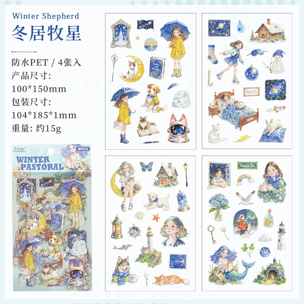 4/24sheets Kawaii Little Girl's Daily Life PET Die Cut Stickers DIY Diary Phone Case Aesthetics Stationery Stickers
