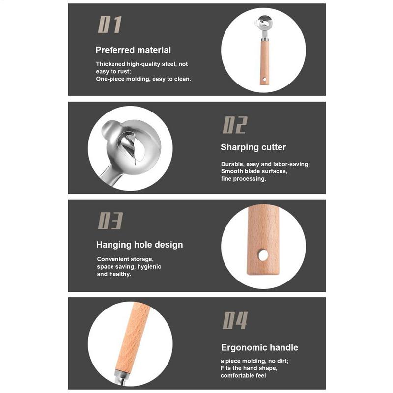 Cactus Peeler Spoon Chinese Noodle Cutter Manual Cactus Thorn Remover With Wood Handle Pasta Cutter For Kitchen Dining Room