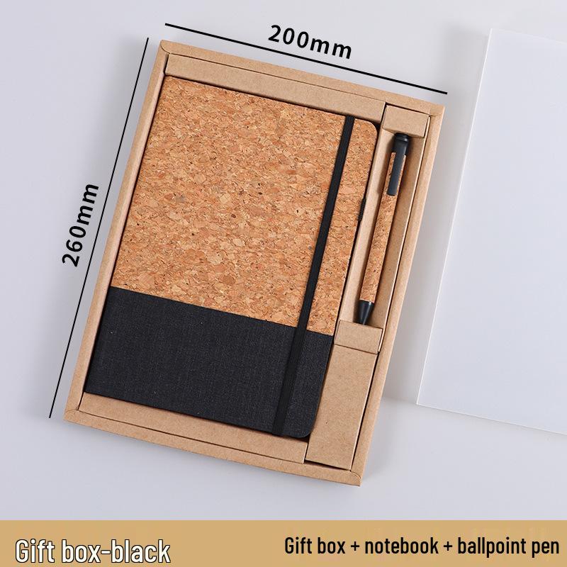 A5 Coffee Cork Texture Notebook Gift Set with Custom Logo Printing