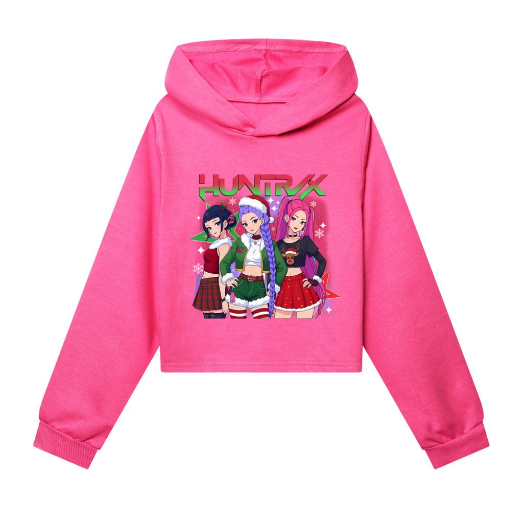 

5178 Kids Girls Christmas POP Singer Rumi Mira Zoey Printed Casual Long Sleeves Hoodies Sweatshirt Top 170cm рожевий червоний колір