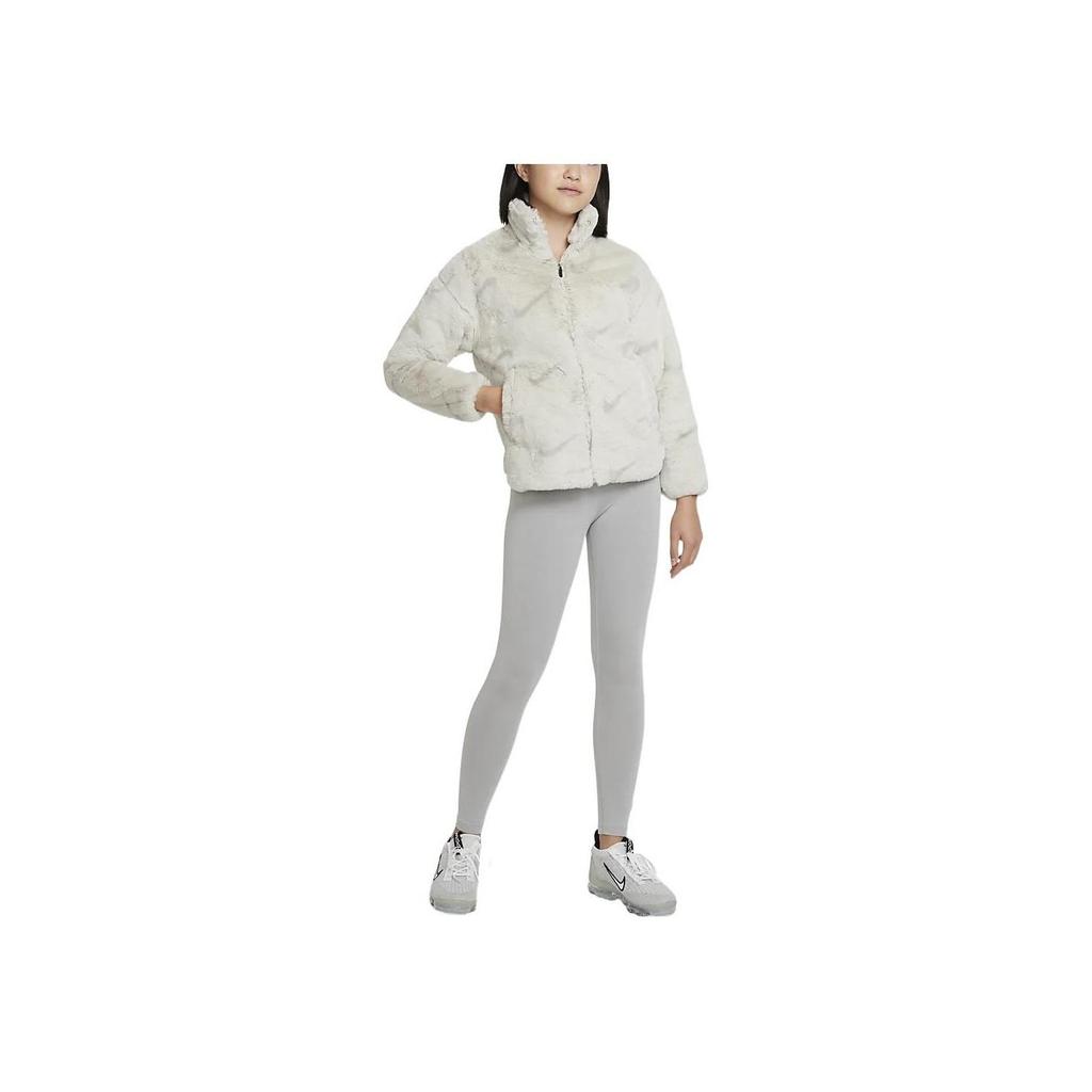 Nike Sportswear Big Kids' Faux Fur Jacket Light Bone Light Iron Ore DV3252-072