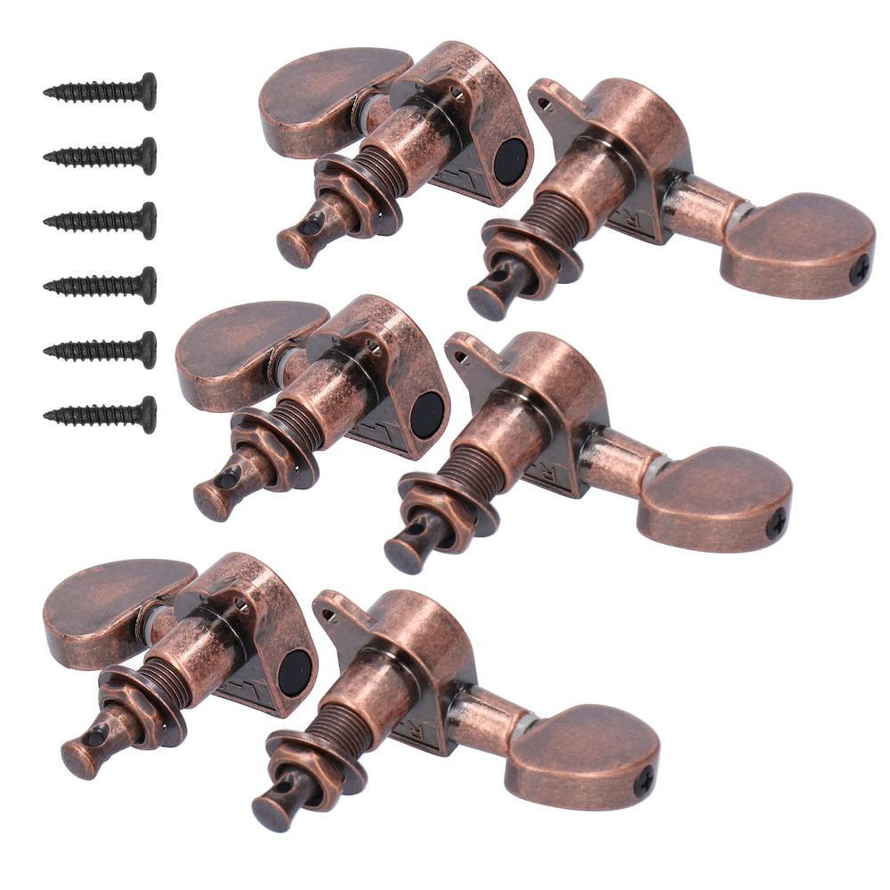 3 Left 3 Right Guitar Locking Tuners Copper Color Musical Instrument Accessories Musician Use