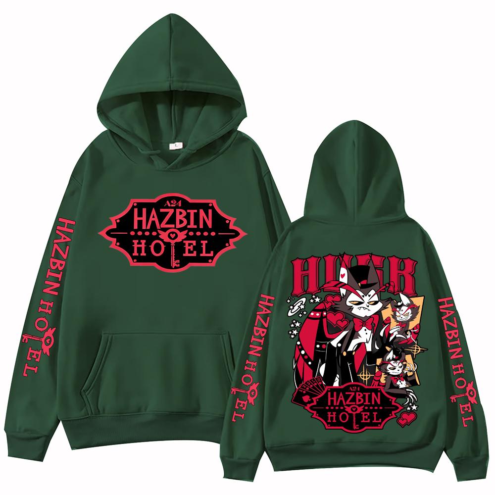 Худи Hazbin Hotel Хаск Мужское Женское Харадзюку С длинным рукавом Пуловер Топы Толстовка Подарок S армия зеленый 2380₽
