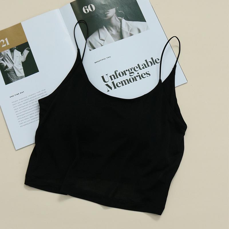 

Шелковая майка-бандо с U-образной спинкой и гладким бюстгальтером из шелка тутового дерева L чёрный