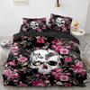 Spider Web Bedding Duvet Cover Set Halloween Theme Rose Skull Print Comforter Cover Boys Girls Microfiber Bedspread Cover Set