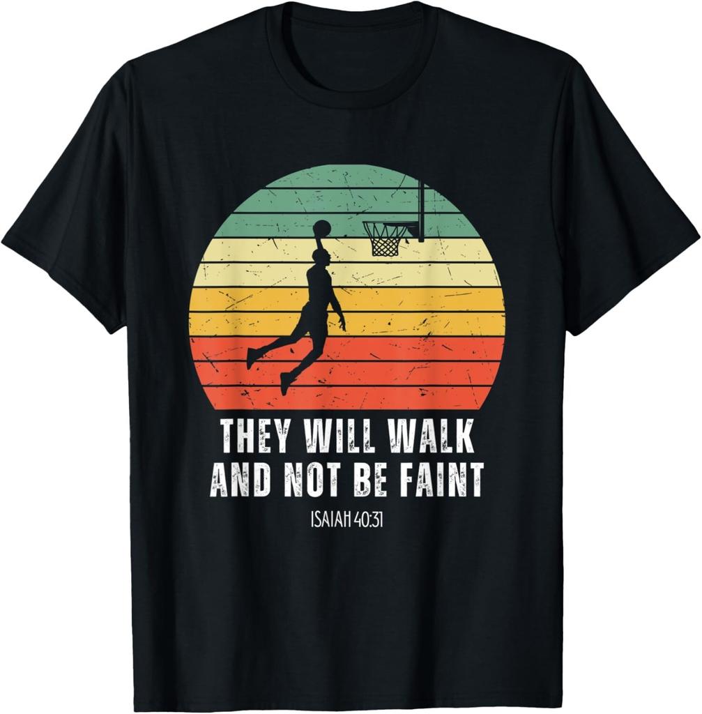 Christian Retro Basketball Verse Men Boys Kids Religious T-Shirt