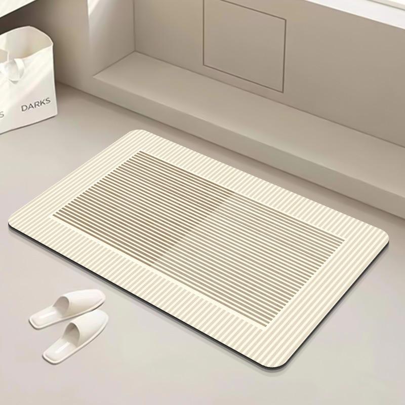 Moderne gestreifte Badematte Badezimmer Schnell trocknender Teppich Duschraum Leicht zu reinigen Fußmatte Super saugfähig Rutschfest Kieselgurmatte