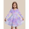 Girls' 3D Purple Galaxy Dress Long Sleeve Summer Spring Vacation Daily Holiday Princess Beautiful Sweet Kids 4-12 Years Casual Dress A Line Dress