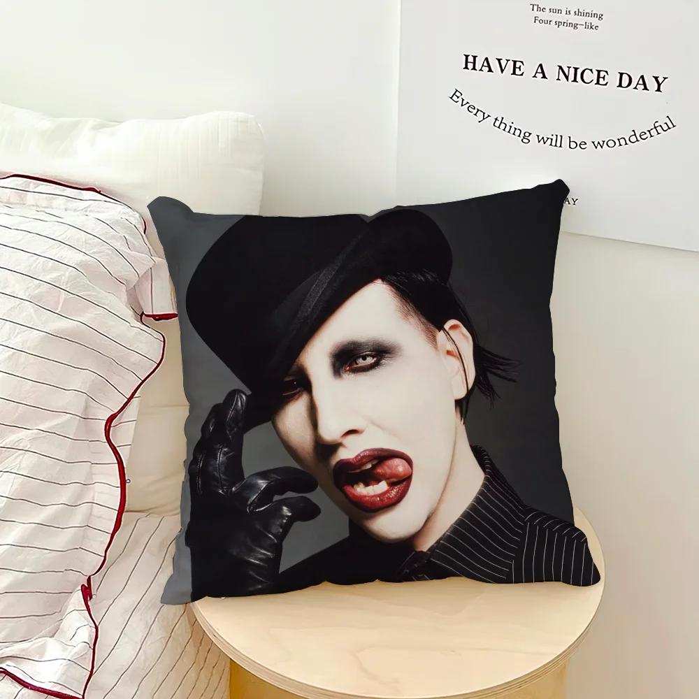 Signer M-Marilyn Manson Music cushion cover Living Room Headboard Bedroom Office Cushion Cushion Sofa Nap Time Pillow Case