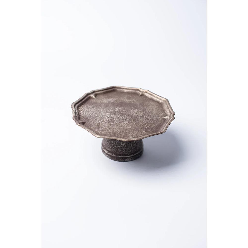 Vintage Metal Dessert Tray French Style Distressed High-Legged Fruit Plate Home Storage Photography Props Antique Photo Prop