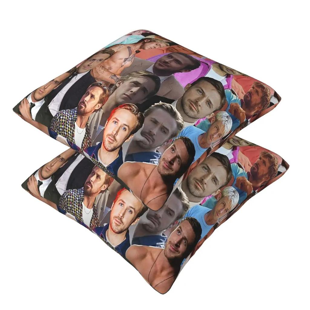 Ryan Gosling Fotocollage 2 Stuks Vierkante Kussensloop Kussenhoes Kussen Rits Decoratief Comfort Plaid Kussen Voor Huis Bank