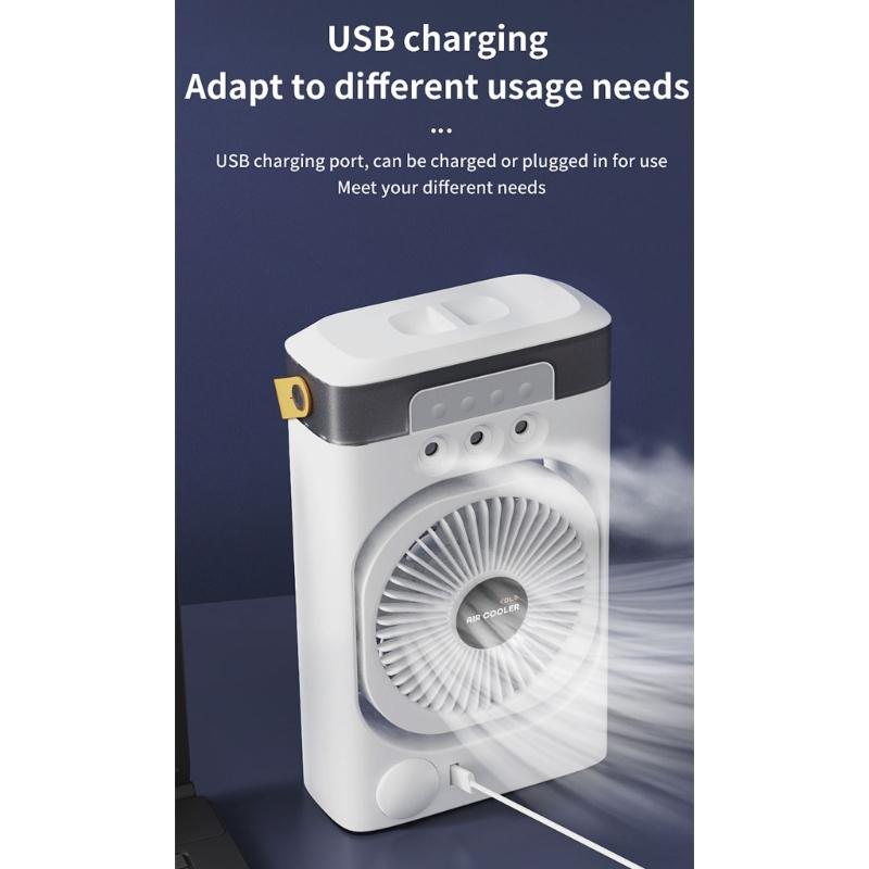 Rechargeable Air Conditioning Portable Desktop Cooling Fan with 3 Speed Suitable for Office and Bedroom Dormitory