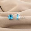 Swiss Blue Topaz Gemstone 925 Sterling Silver Handmade Jewelry Partywear Studs Earring 1" For Birthday EE-181-14