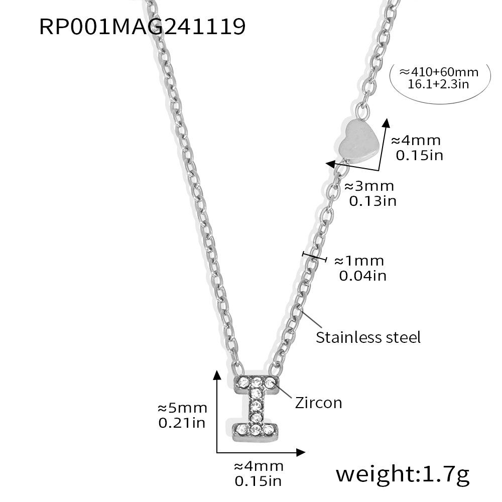 Oumeika Titanium Steel Jewelry Set: 26 Zircon-Inlaid Letters, PVD Gold-Plated Necklace, Bracelet, Earrings, and Ring.
