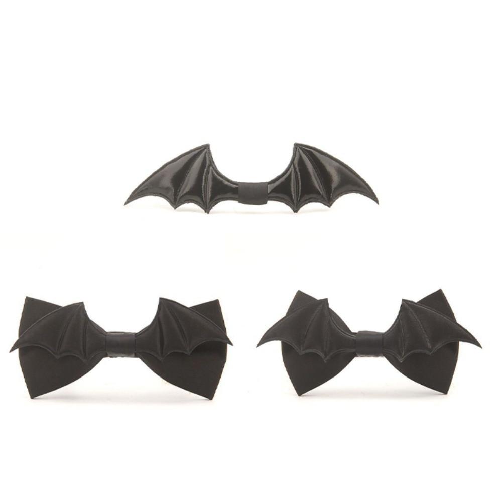 Black Halloween Cravat PU Leather Men Necktie Simple Bat Bow Tie  Cosplay