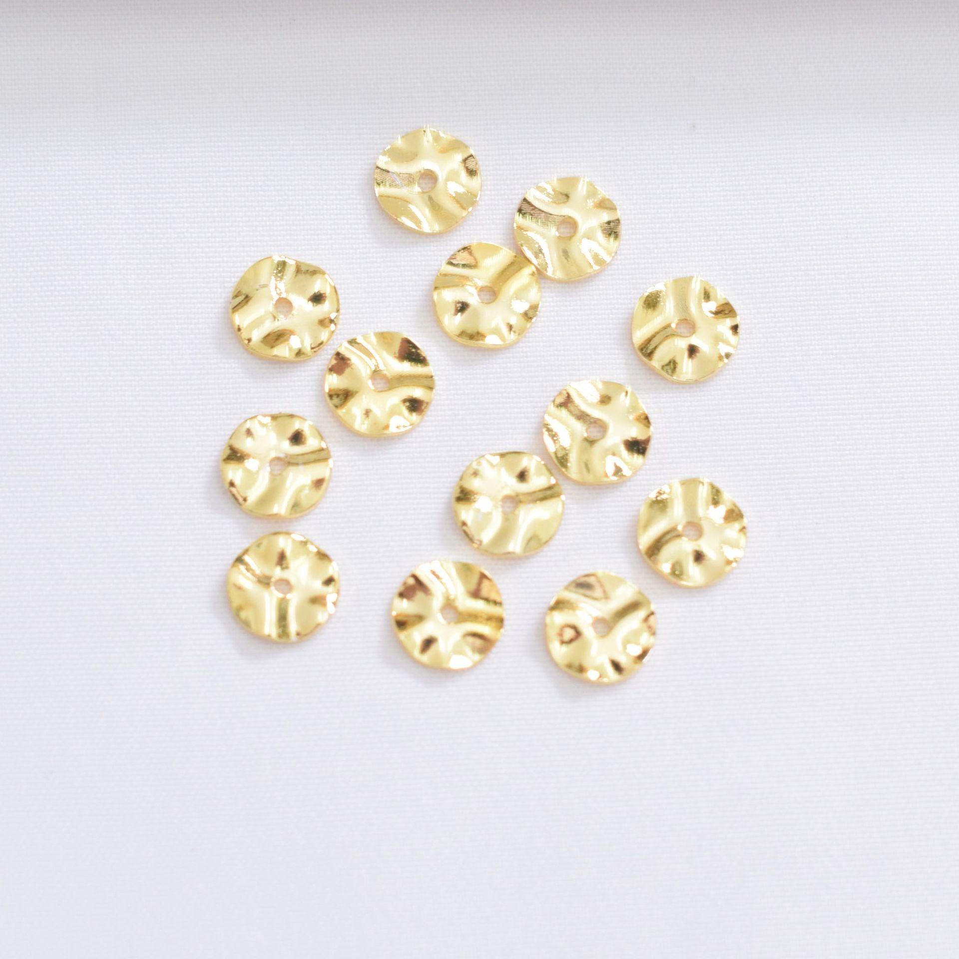 

100 шт., сохраняющих цвет 14-каратного золота, неровной текстуры, круглая прокладка, ретро-барочная водная рябь, прокладка специальной формы A23 4mm