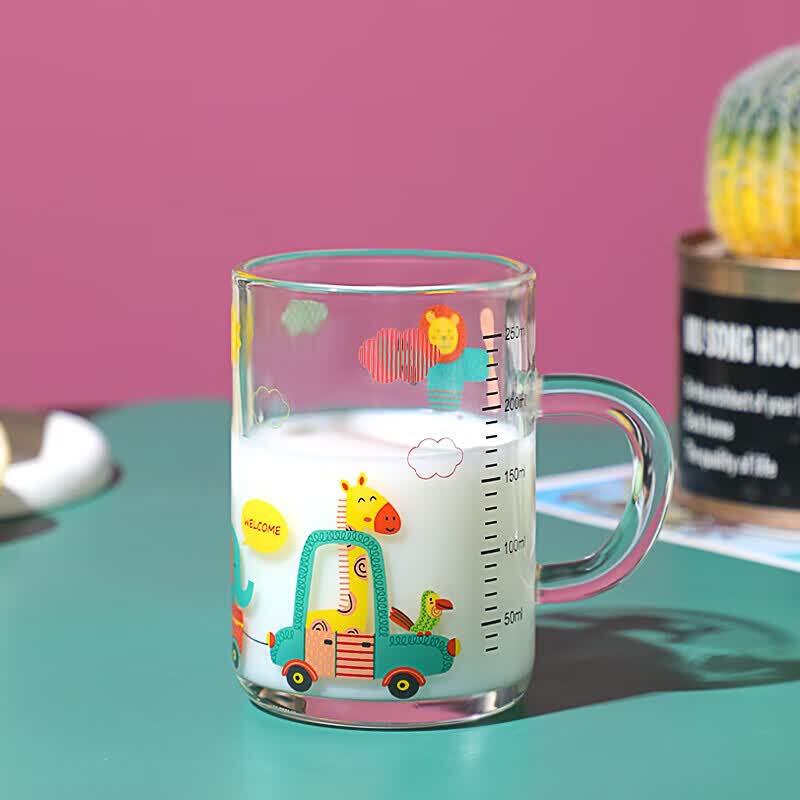 WEIMINGNUO Children s Milk Glass Cup with Scale