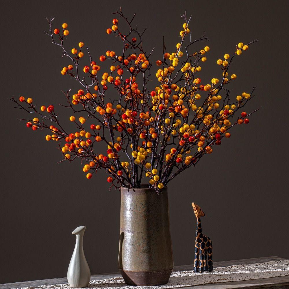 85cm Length Artificial Holly Artificial Plants Little Red Fruit Red Berry Branch Berry Branch Festival Decor
