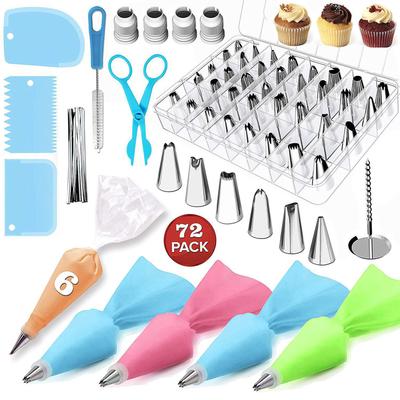 Kit di forniture per decorazione torte da 72 pezzi Set di decorazioni Forniture da forno con punte per glassa/pasticceria