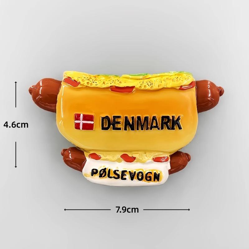 

Denmark Souvenirs Copenhagen Fridge Magnets Mermaid Denish Hotdog Bread Fridge Stickers Home Decoration Wedding Gifts