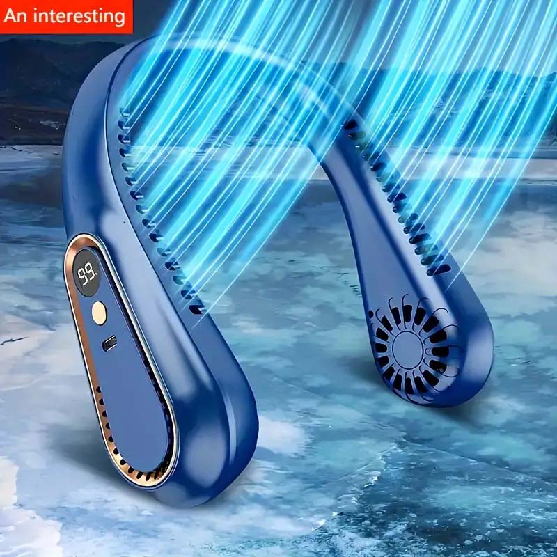 1pc, Bladeless Hanging Neck Fan, Portable USB Rechargeable Cooler Fan With 5 Speeds, Super Technology & Bladeless Design For Outdoor Sports Use