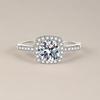 6.5mm S925 Sterling Silver Classic Four Prong Micro Pave Square Frame Moissanite Ring D VVS1 Exquisite Fine Jewelry
