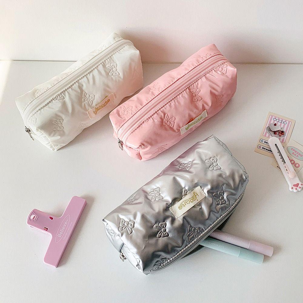 Large Capacity Y2K Bow Stationery Bag Desktop Storage Bow Pencil Pouch  Student