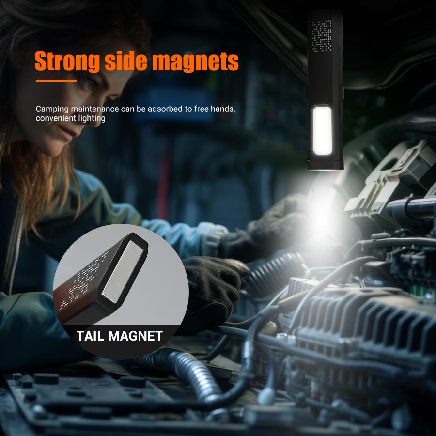 Powerful XPE Flashlight Rechargeable Pocket Flashlight COB Floodlight Emergency Red and Blue Light Torch Portable Pen Clip Lamp