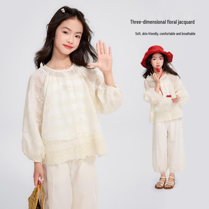 Girls  3D Flower Jacquard Summer Top 150