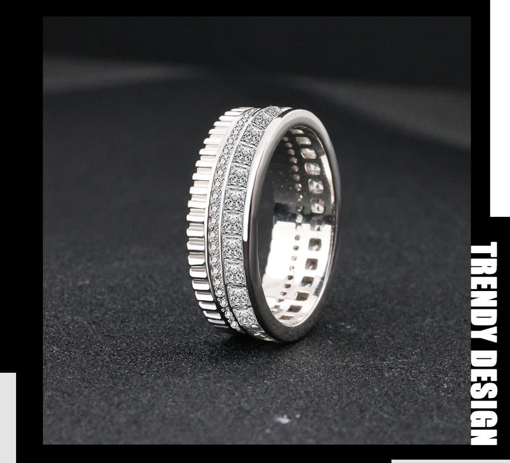 S925 Sterling Silver Double Row Ring - Japanese & Korean Hip-Hop Trend, Women’s Popular Style