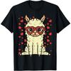 Heart Glasses Llama Cute Alpaca Valentines Day Animal Gift T-Shirt