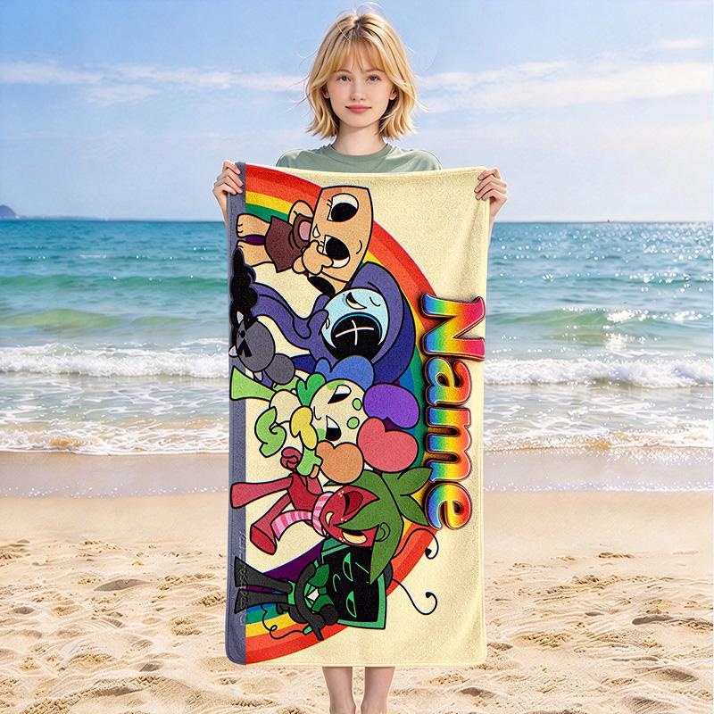Custom Name Cute Characters Stylish printed beach towel,a quick-drying, absorbent mat suitable for the beach, pool, gym, and travel fans gift