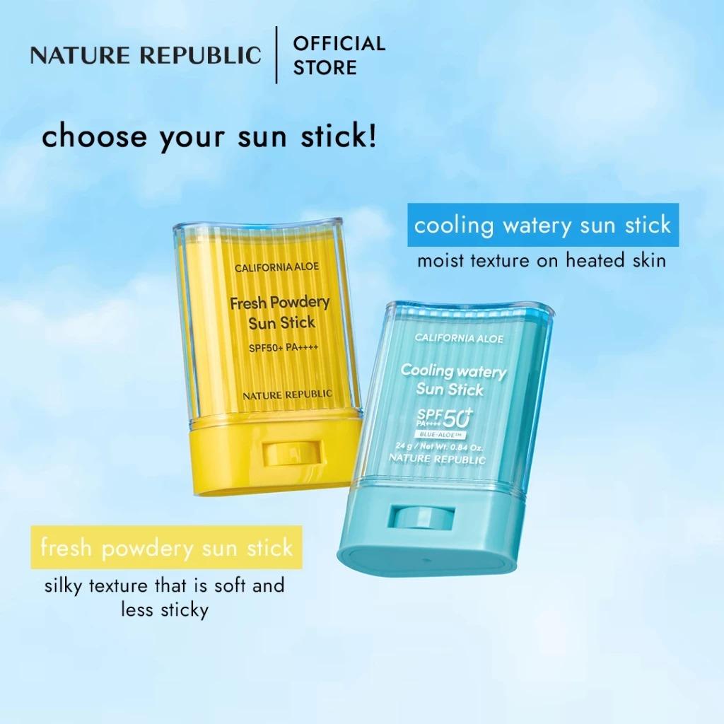 Nature Republic California Aloe Fresh Powdery/Cooling Watery Sun Stick 24g SPF50+ PA++++ SUNBLOCK
