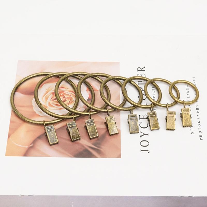 Metal Curtain Rings With Clips 25 Mm Interior Diameter Pack of 10 for Window Drapery Drapes Hanging, Divider Fabric, and Backdrops Display