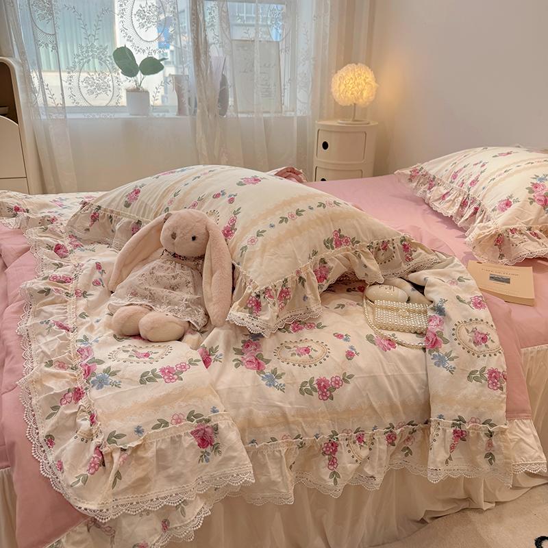 Summer Quilt   2024 New  Cotton Korean Ins Lace Fragmented Series  Air Condition Quilt High Quality Summer Blanket Set