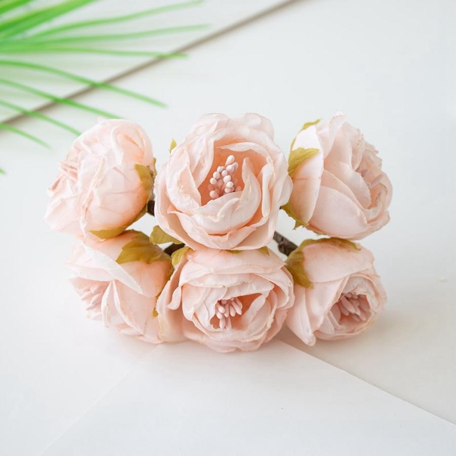 6 Stück Künstliche Blumen Seide Staubblatt Rose Für Hochzeit Brautstrauß Deko Zuhause Wohnzimmer Bonsai DIY Weihnachts-Kranz Zubehör