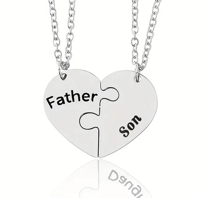 2 Stück Vater Tochter Herz Anhänger Halskette Bruder Schwester Puzzle Passende Halsketten Familienschmuck Geschenke white