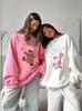 Sweet & Fun Couple Print Loose Sweatshirt - Fall/Winter 2025 Collection