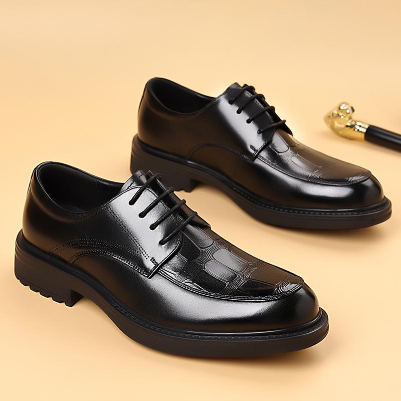 High Quality Casual Leather Men's Casual Business Shoes Fashion Outdoor Antiskid Walking Shoes Flat Designer Round Toe Work Shoe