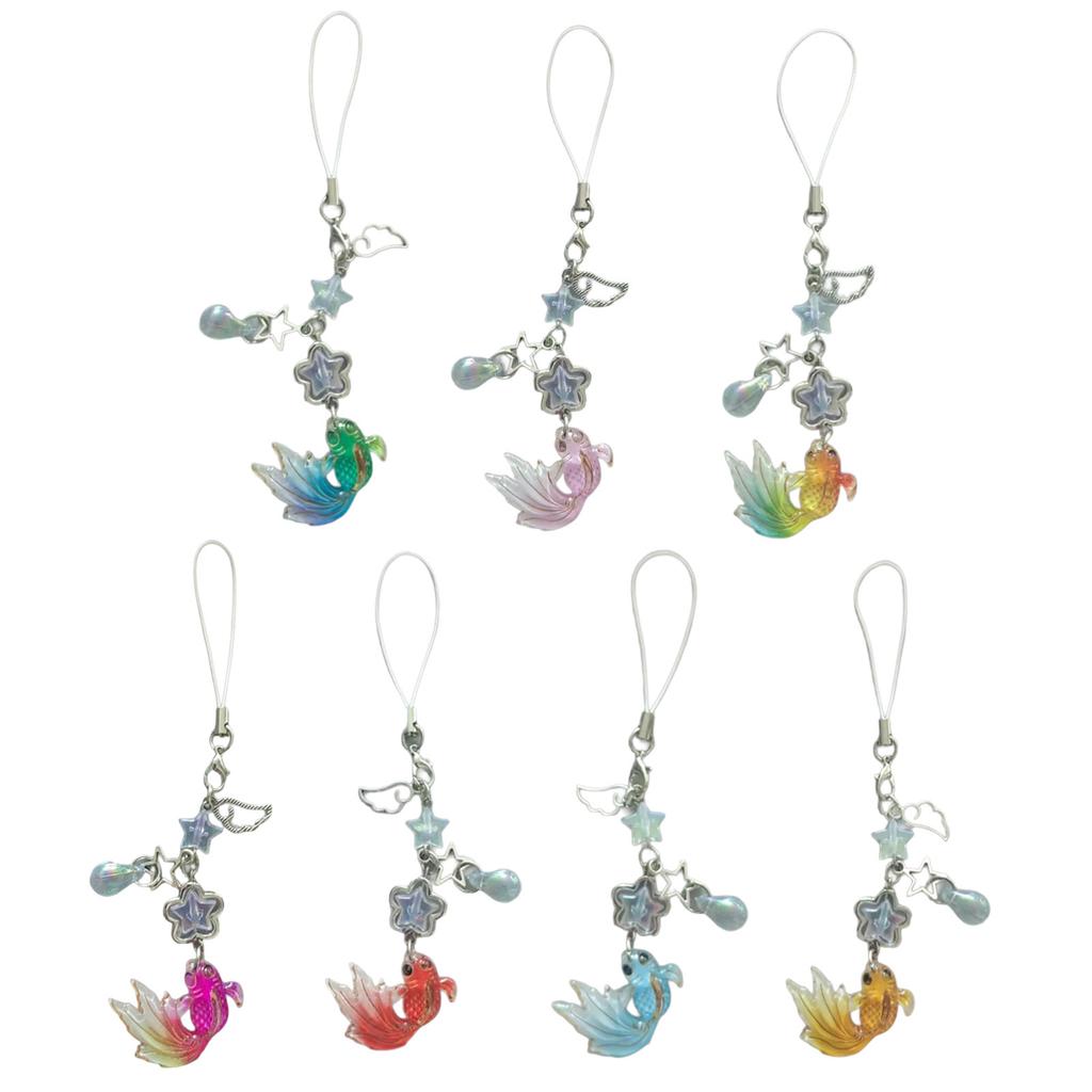 Vibranting Handmade Fish Star Bead Phone Charm Pendant Sturdy Acrylics Materials with Adjustable Length Designs