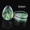 A Pair of 8-50mm Multicolor Shell Pattern Teardrop Shaped Acrylic Ear Gauges, Tunnel Plugs, Ear Dilators, Body Piercing Jewelry