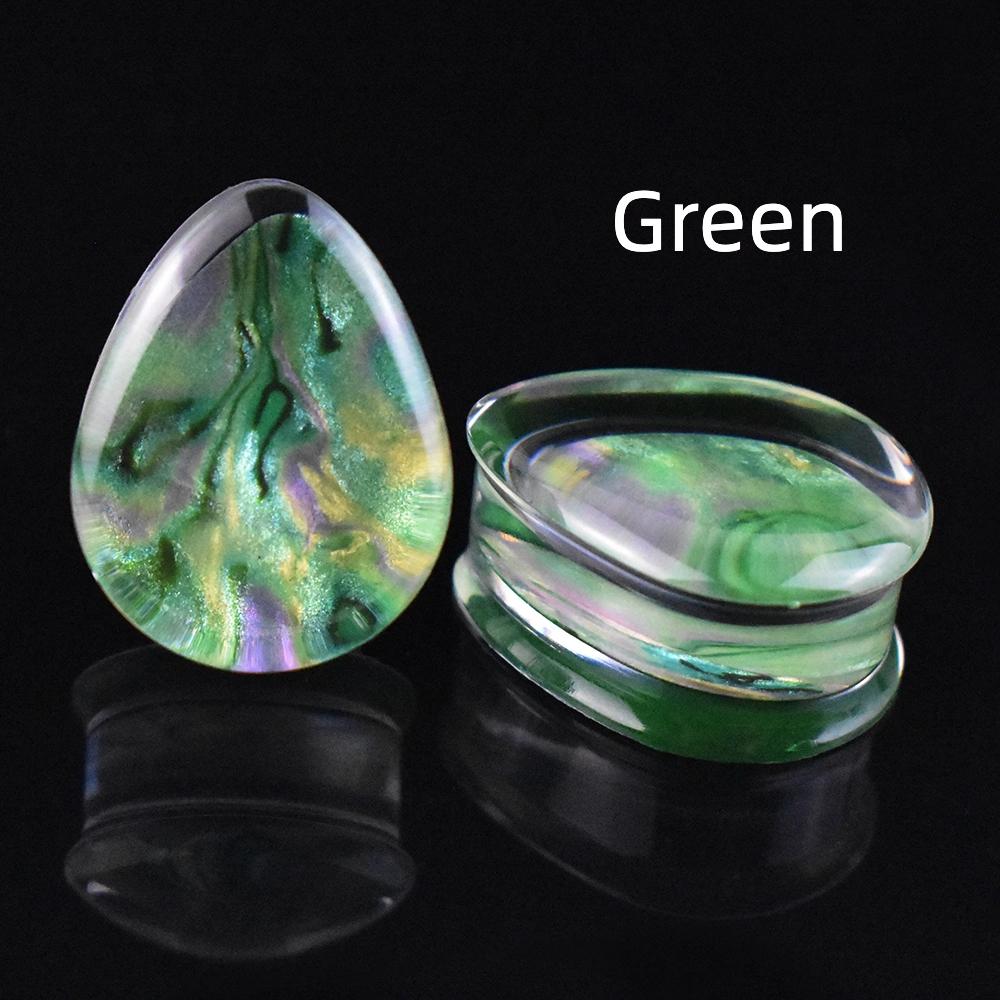 Pár 8-50mm Vícebarevné Vzor mušle Kapkovitý Akrylové Roztahováky do uší, Tunely, Dilatátory uší, Šperky pro piercing těla