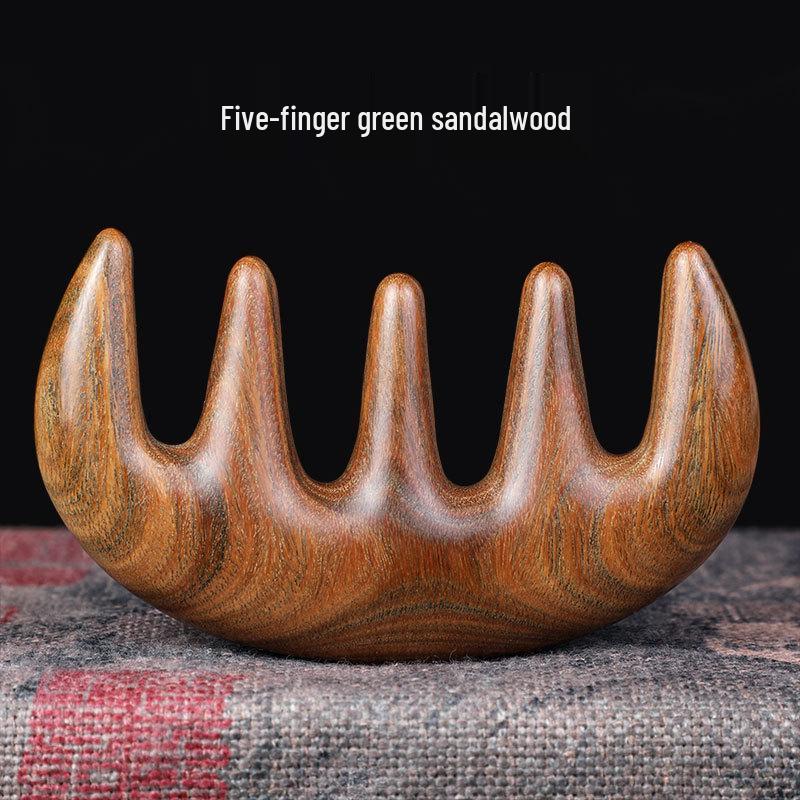 Golden Sandalwood Meridian Massage Comb for Hair Therapy and Care