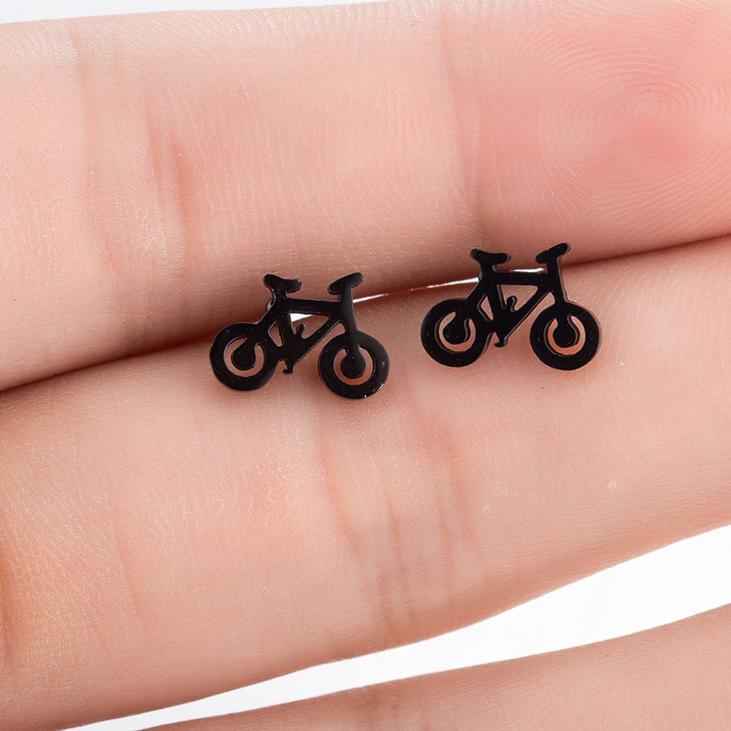 Mode Edelstahl Geometrische Ohrringe Schwarz Kleine Stern Mond Rund Dreieck Ohrstecker für Frauen Männer Hip Hop Ohr Zirkon 2022