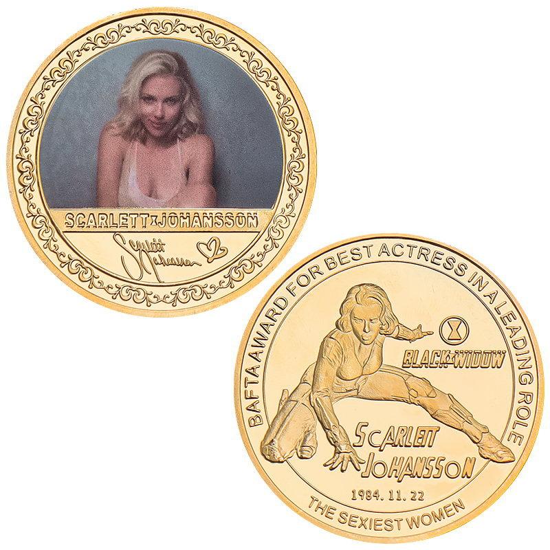 Scarlett commemorative gold coin, metal commemorative medal, Each coin contains a gift box