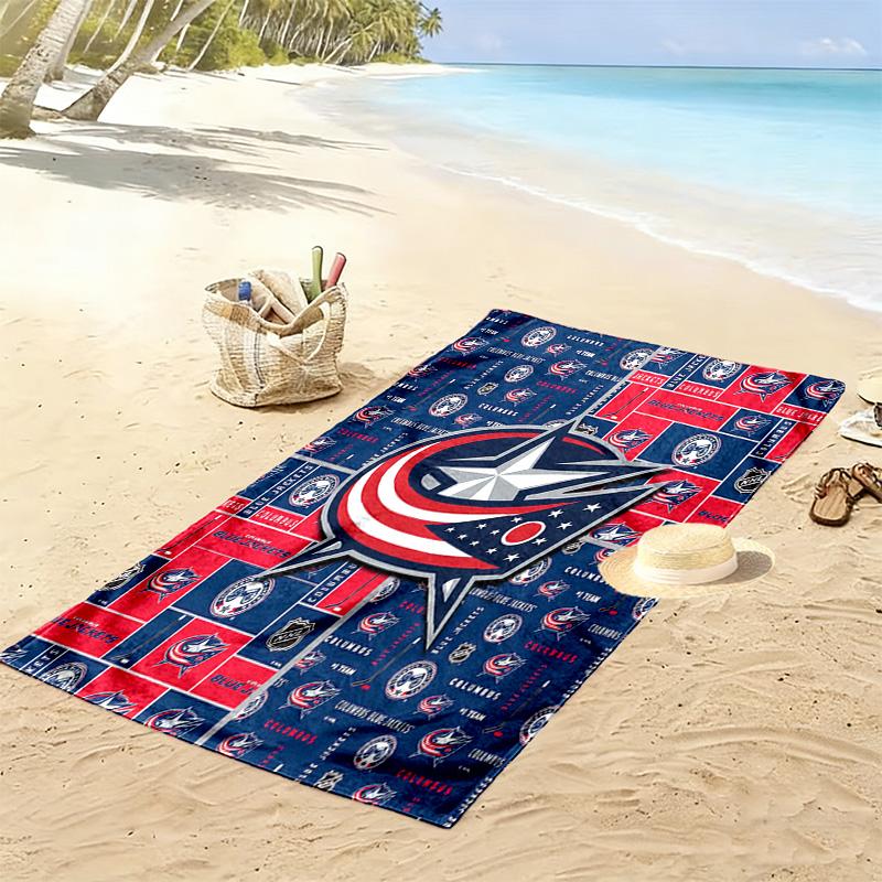 Columbus Blue Jackets Print Beach Towel, Large Soft Quick Dry Towel for Beach Camping Swimming