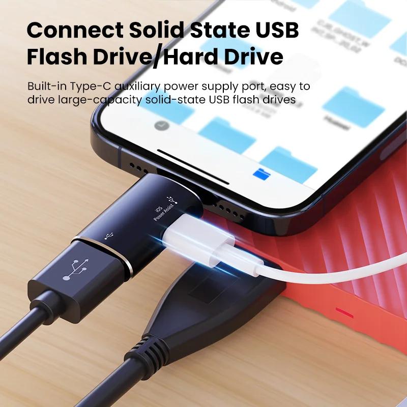 

JS-103 For iPhone iPad Connector 7Pin Male to USB+Type-C Female OTG Adapter Silver